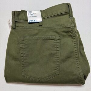 Old Navy Pants Mens 38x32 Green Slim Built-In Tough All-Temp Flex Stretch NEW‎